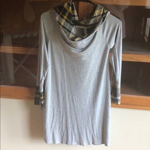 Grey plaid hooded dress